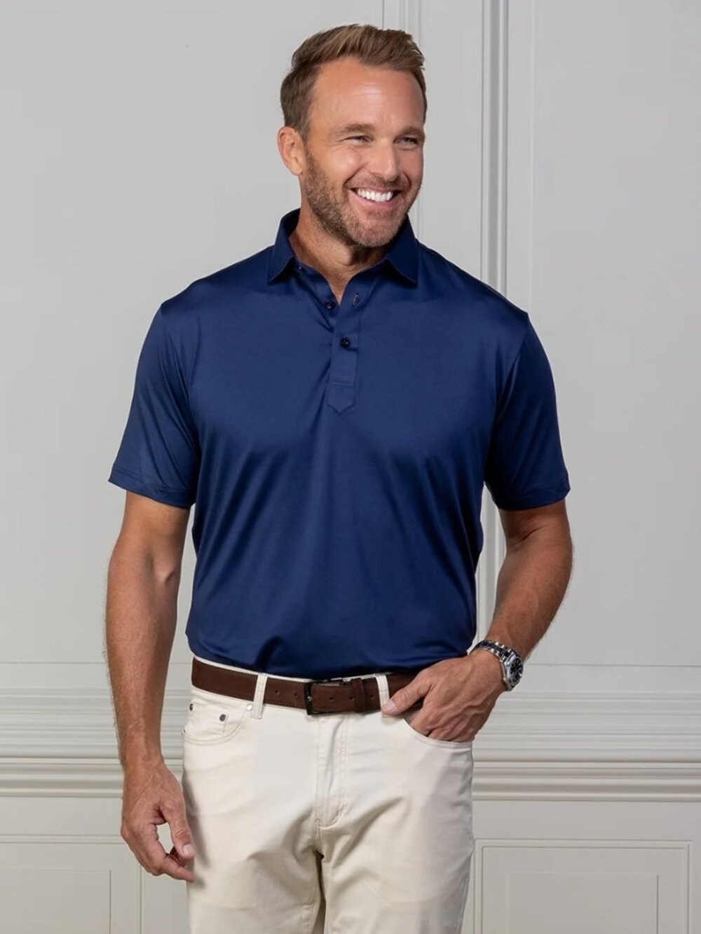 NWOT Collars & Co. Featherweight Flex Polo Shirt Navy Size 3XL 3X-Large NEW